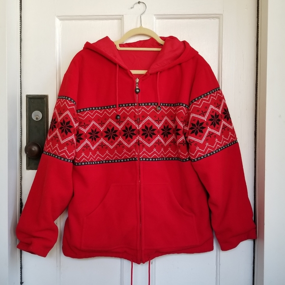 FUDA Vintage Reversable Silk Zip Up Hooded Red Jacket Sz M - Picture 1 of 13